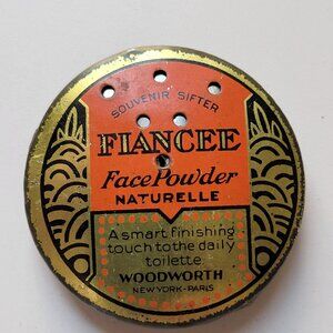 1910s FIANCEE Face Powder Tin Made By Woodworth, New York/Paris